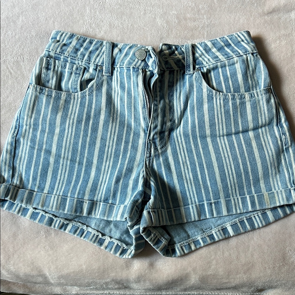 PacSun Blue Striped Jean Shorts